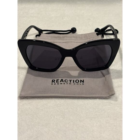 Kenneth Cole Reaction Black Cat Eye Sunglasses with Pouch RN00015S 53-18-140 NWT - Picture 1 of 8